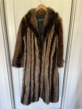 Vintage Long Brown Genuine Fur Coat